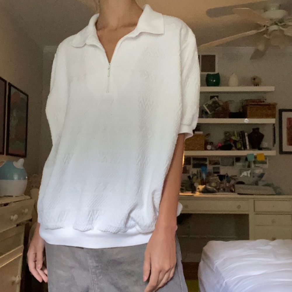 Vintage Alfred Dunner white zip up collared top